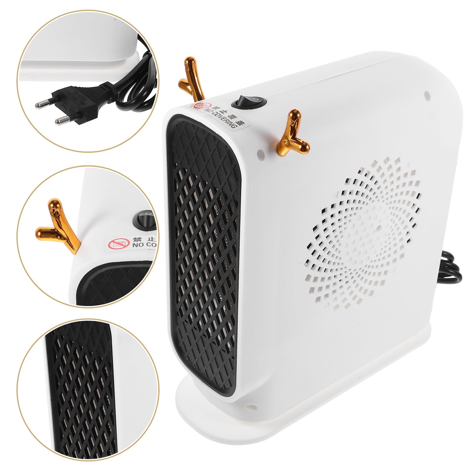 Riscaldatore Elettrico da Tavolo Portatile per Casa e Ufficio 500w Riscaldamento Rapido Controllo Termostatico in Pp Bianco
