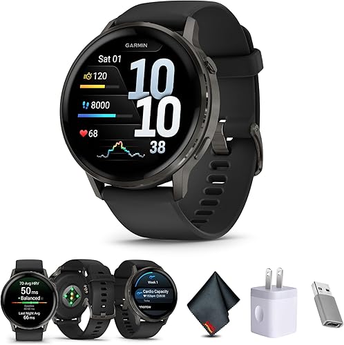 Miniatura 12 de Garmin Venu 4, 1.772 in, reloj inteligente GPS avanzado con rastreador de fitness, pantalla AMOLED de 1.4 pulgadas, linterna incorporada, 12 días