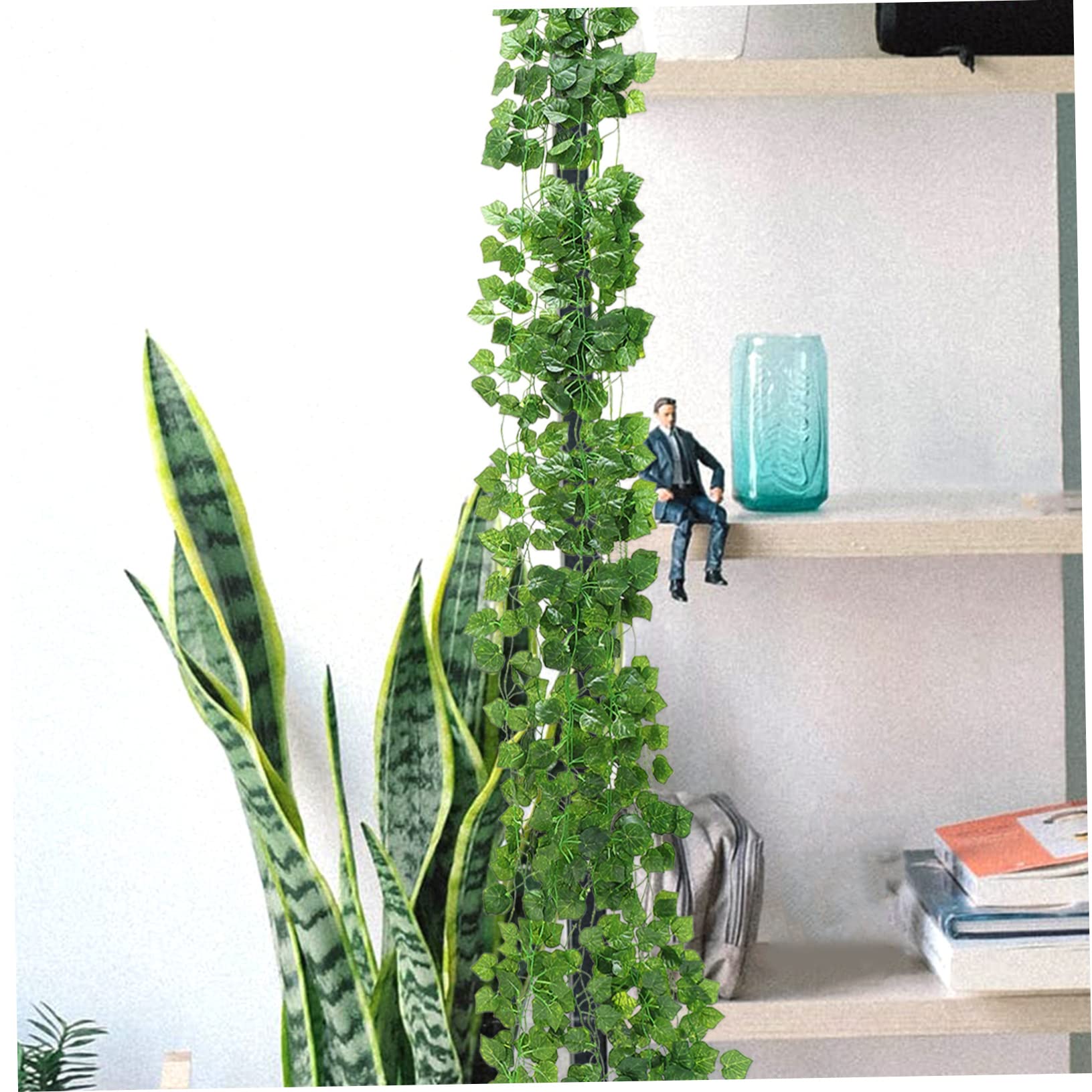 Amosfun Pz fiore di edera artificiale viti finte ghirlande di foglie di seta verde edera finta fake plants green natural arredamento pianta viti di edera simulate ghirlanda di vite pp