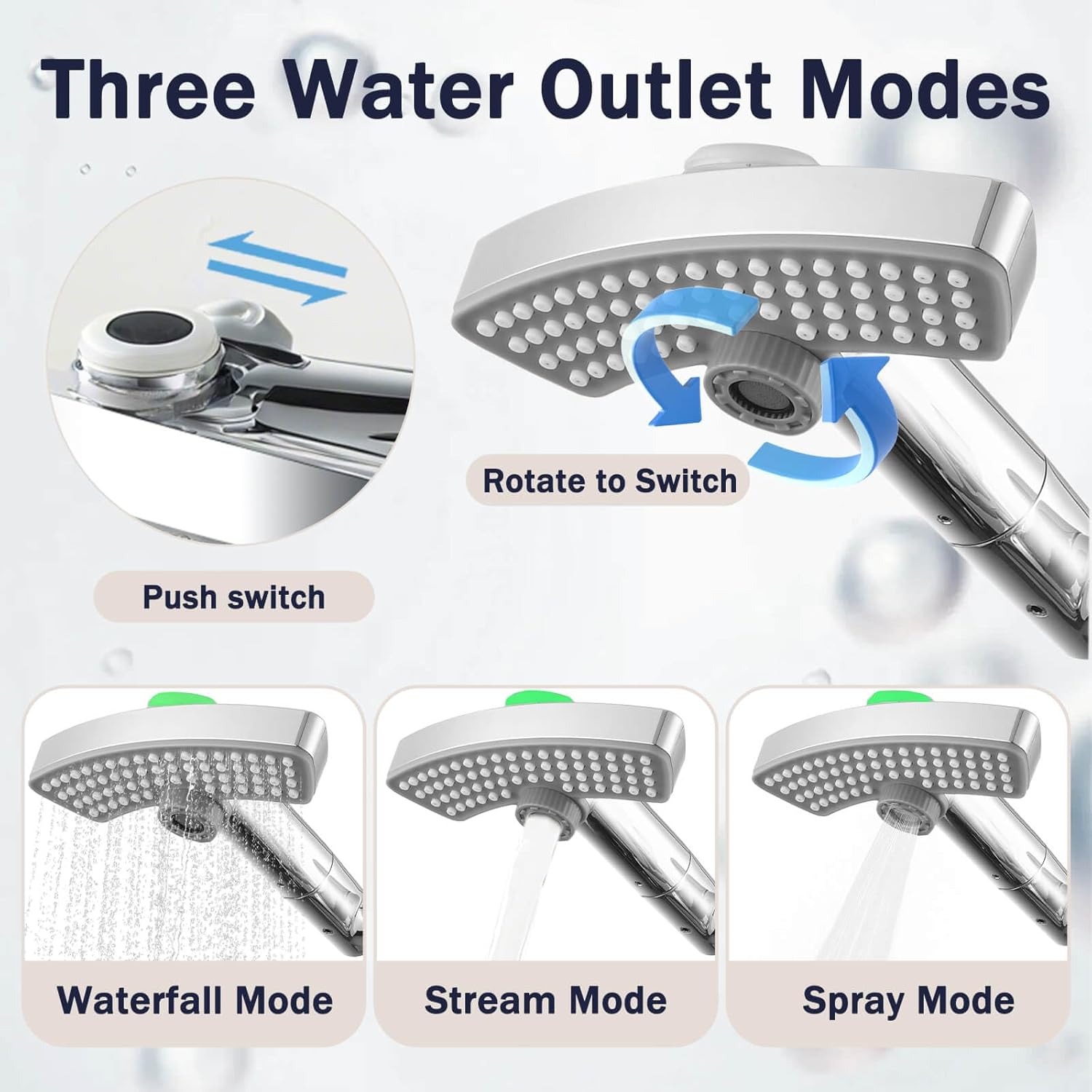 Rotatable Rain Faucet, Single Hole 360° Rotatable Bathroom Faucet, Single Handle Modern Bathroom Sink Faucet with LED Temperature Display(No Batteries) in Fahrenheit, 3 Water Modes-Chrome
