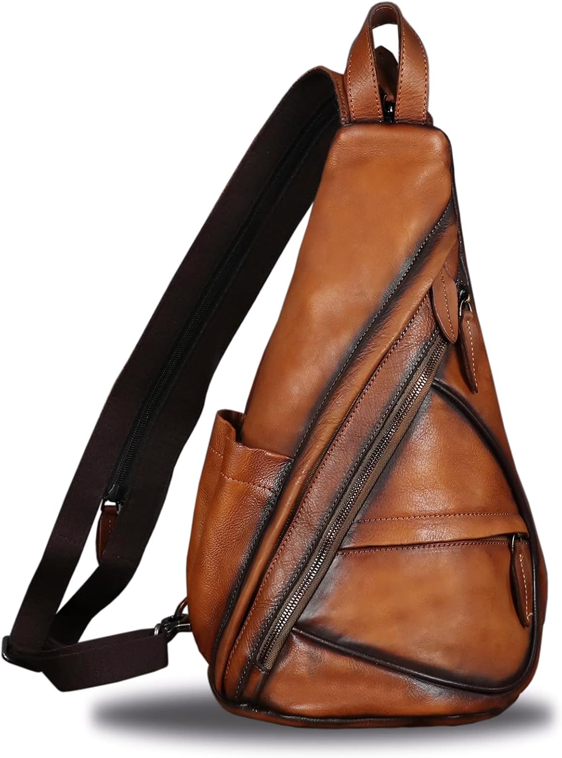 Genuine Leather Sling Bag for Men and Women - Vintage Sling Backpack Shoulder Crossbody Chest Bag for Ipad