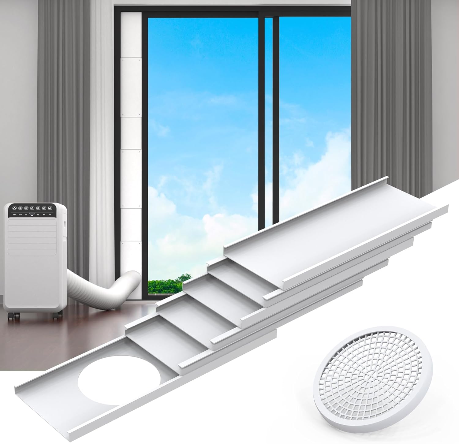 Flamorrow Portable Air Conditioner Sliding Door Kit for 5" Diameter