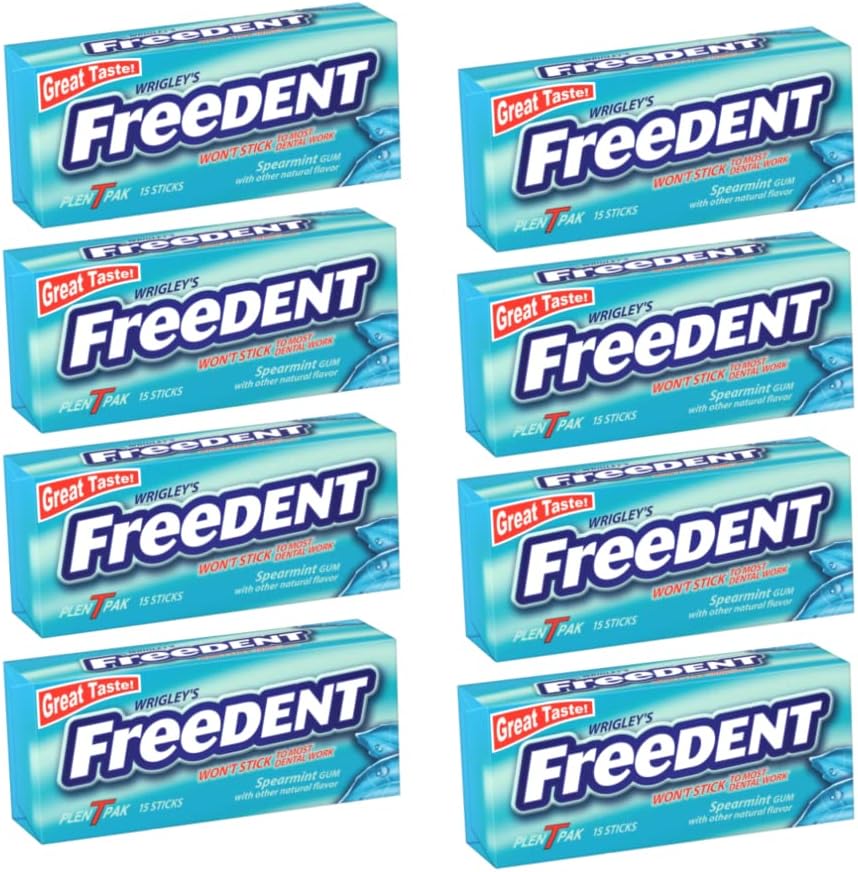 Wrigley's Freedent Gum Plen T Packs, Spearmint, 15 ct (Pack of 8)F