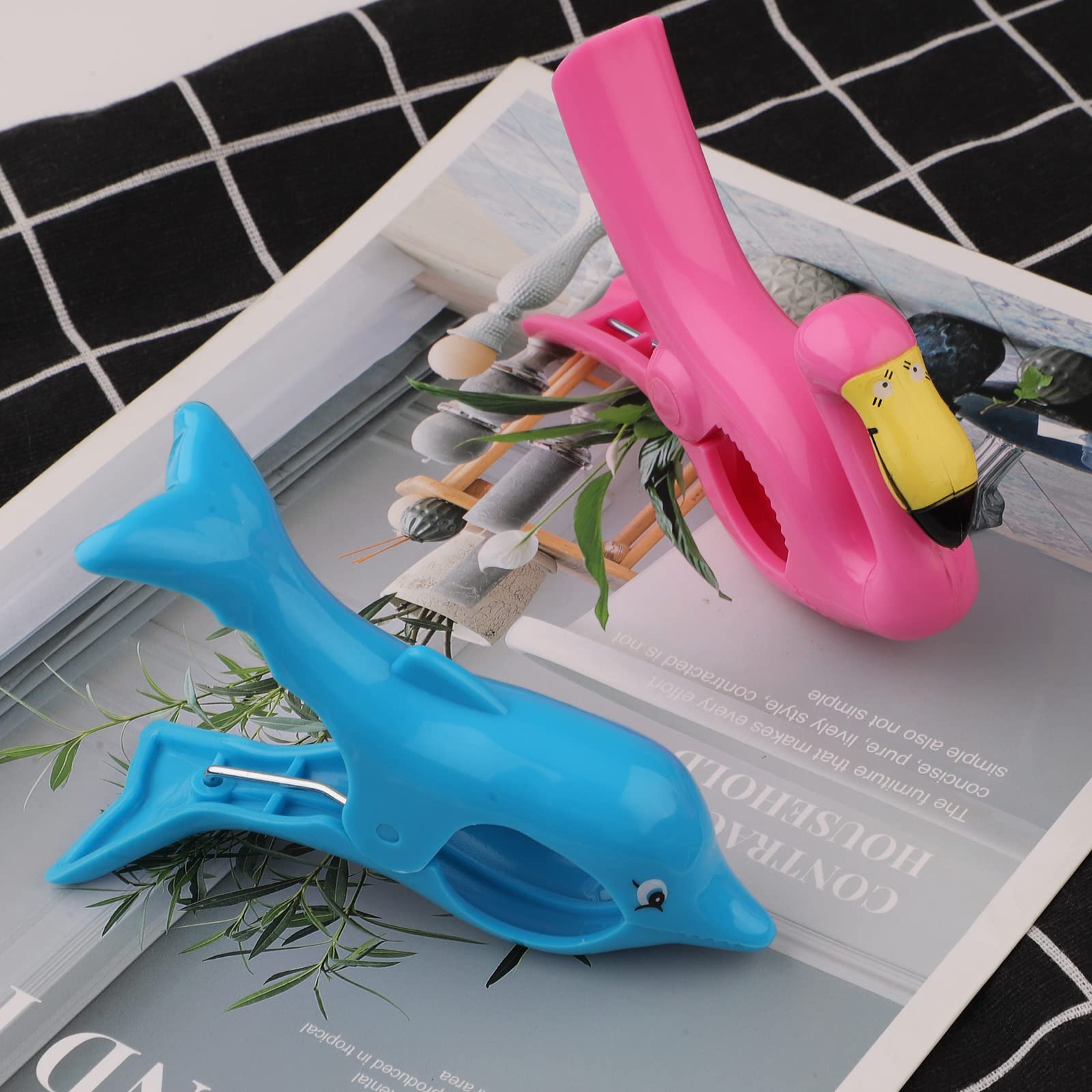 4 Clip Per Asciugamano Da Spiaggia A Forma Di Pappagallo: Originali Ferma Telo Per Sedie E Lettini (Rosa)