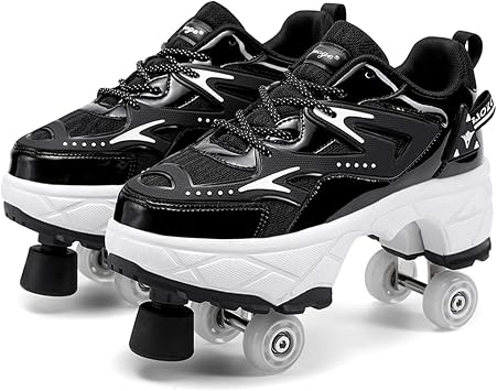 Roller Skate Shoes for Girls - Retractable Sneaker Skates for Women Wheelies Shoes Men 2 in 1 Roller Skates and Blades Zapatos Patines para NinAs The Best Gift