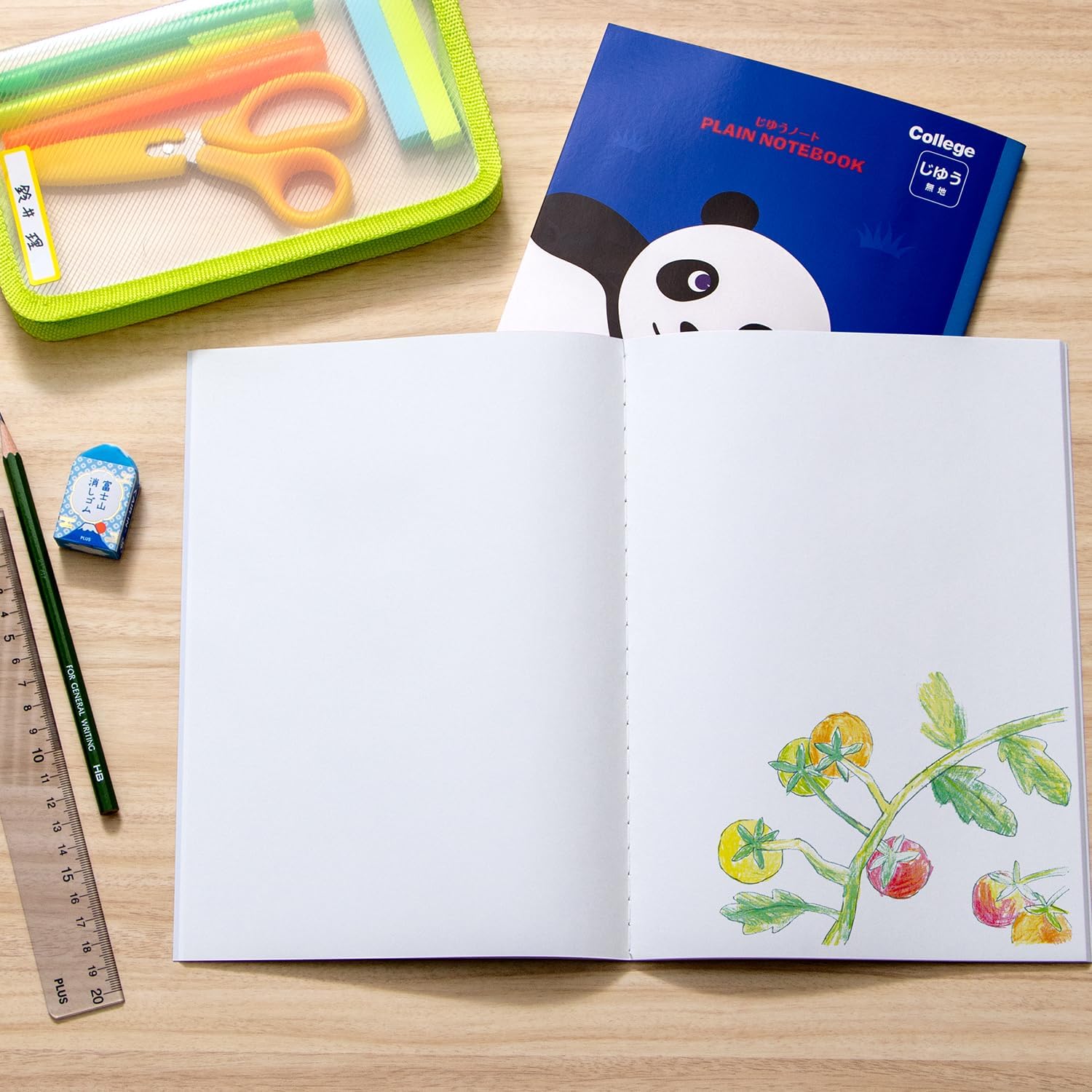 Kyokuto LT02NB05T College Animal Jiyu Notebook, Panda, Semi B5, Pack of 5