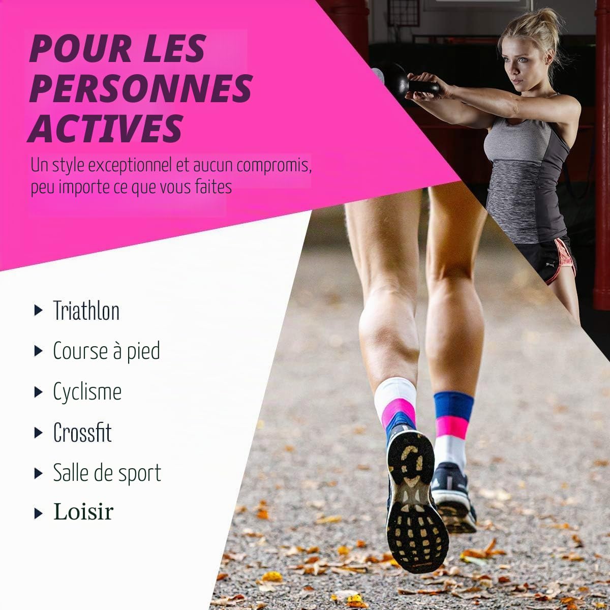INCYLENCE - Chaussettes de compression Mirrored - pour le running/triathlon - hautes/légères/respirantes - protection contre les ampoules - 35-46