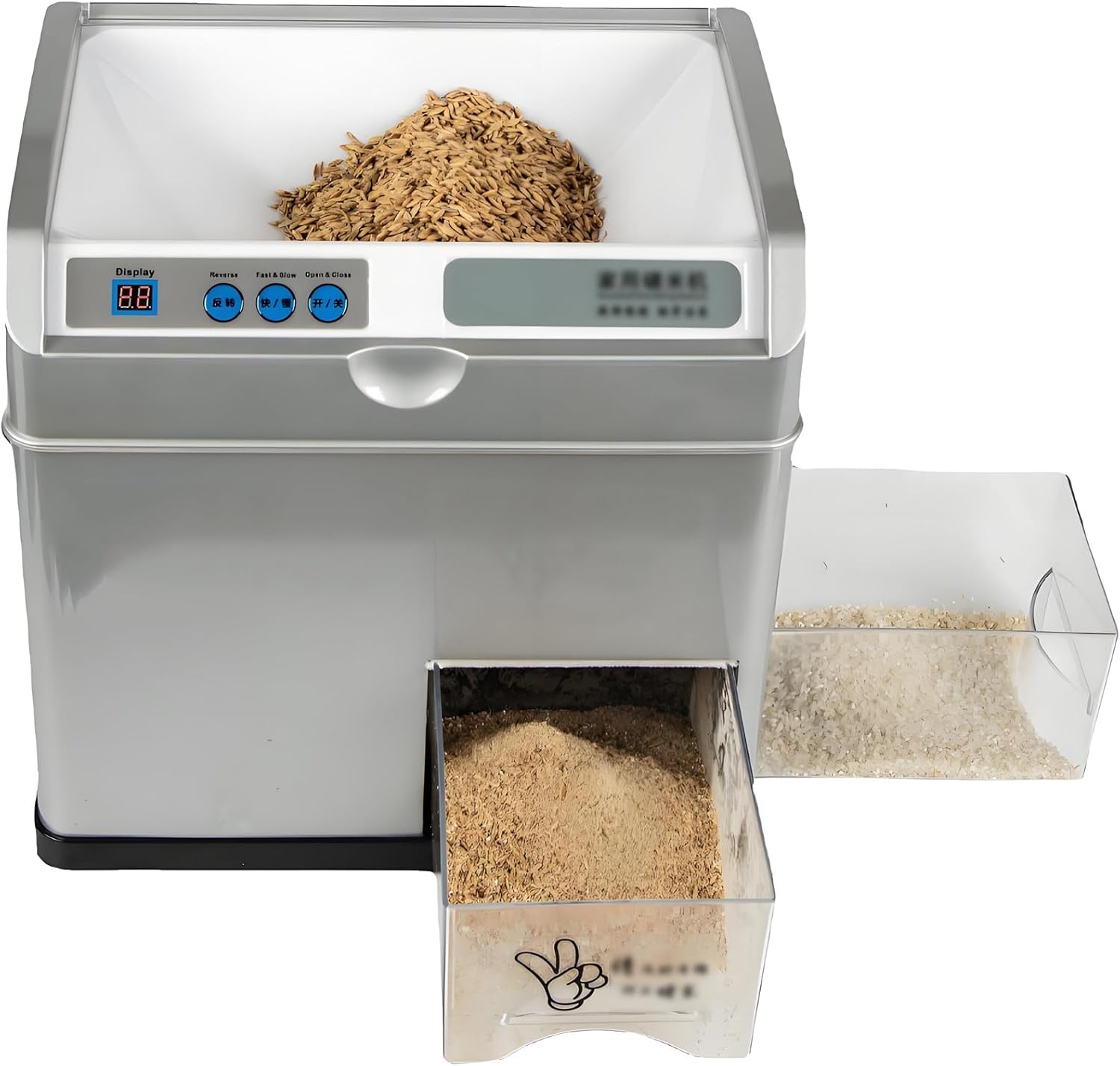 Electric Rice Hulling Machine for Home, Automatic Wheat Cereals Peeling Sheller with 8 Gears Milling Accuracy, Easy to Clean in 3 Mins