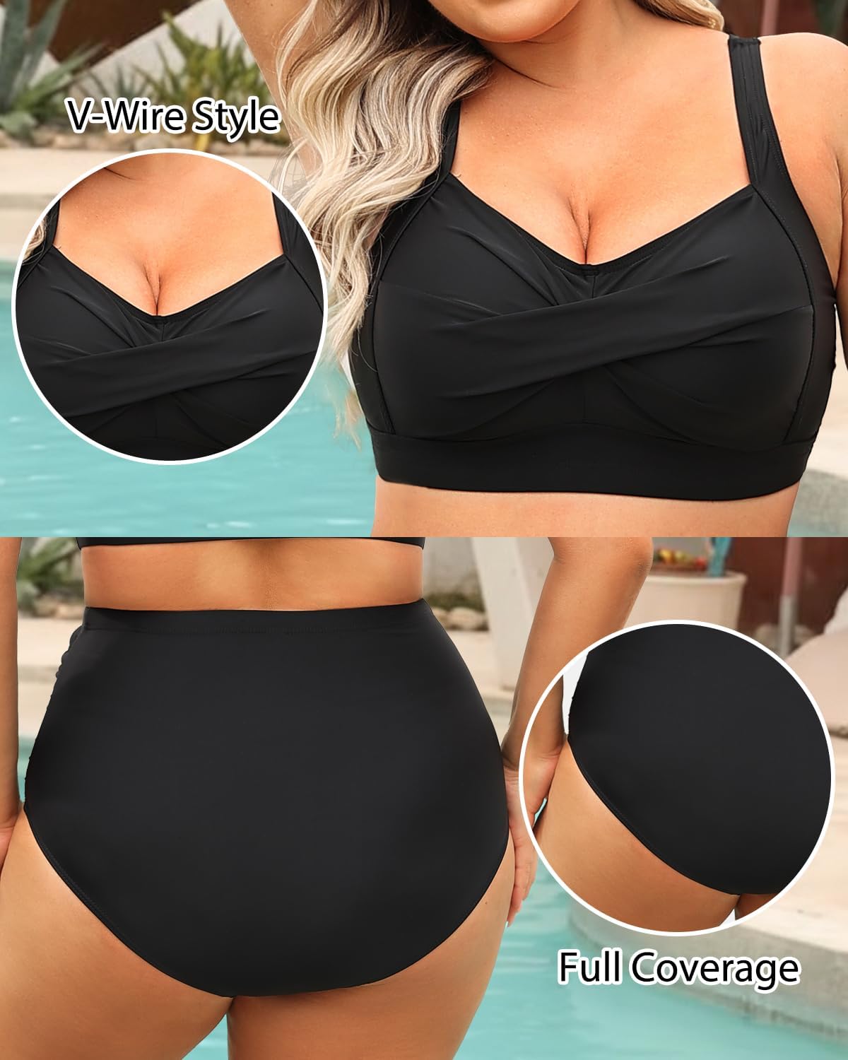Daci Women's Plus Size Bikini Sets - High Waisted Two-Piece Swimsuits with Tummy Control