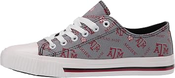 FOCO Womens NCAA College Team Logo Repeat Print Fashion Low Top Canvas Sneakers Shoes
