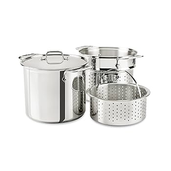 オールクラッド　All Clad 8QT パスタ鍋 蓋、中ザル付き オールクラッド All Clad 8QT パスタ鍋 蓋、中ザル付き Amazon.co.jp