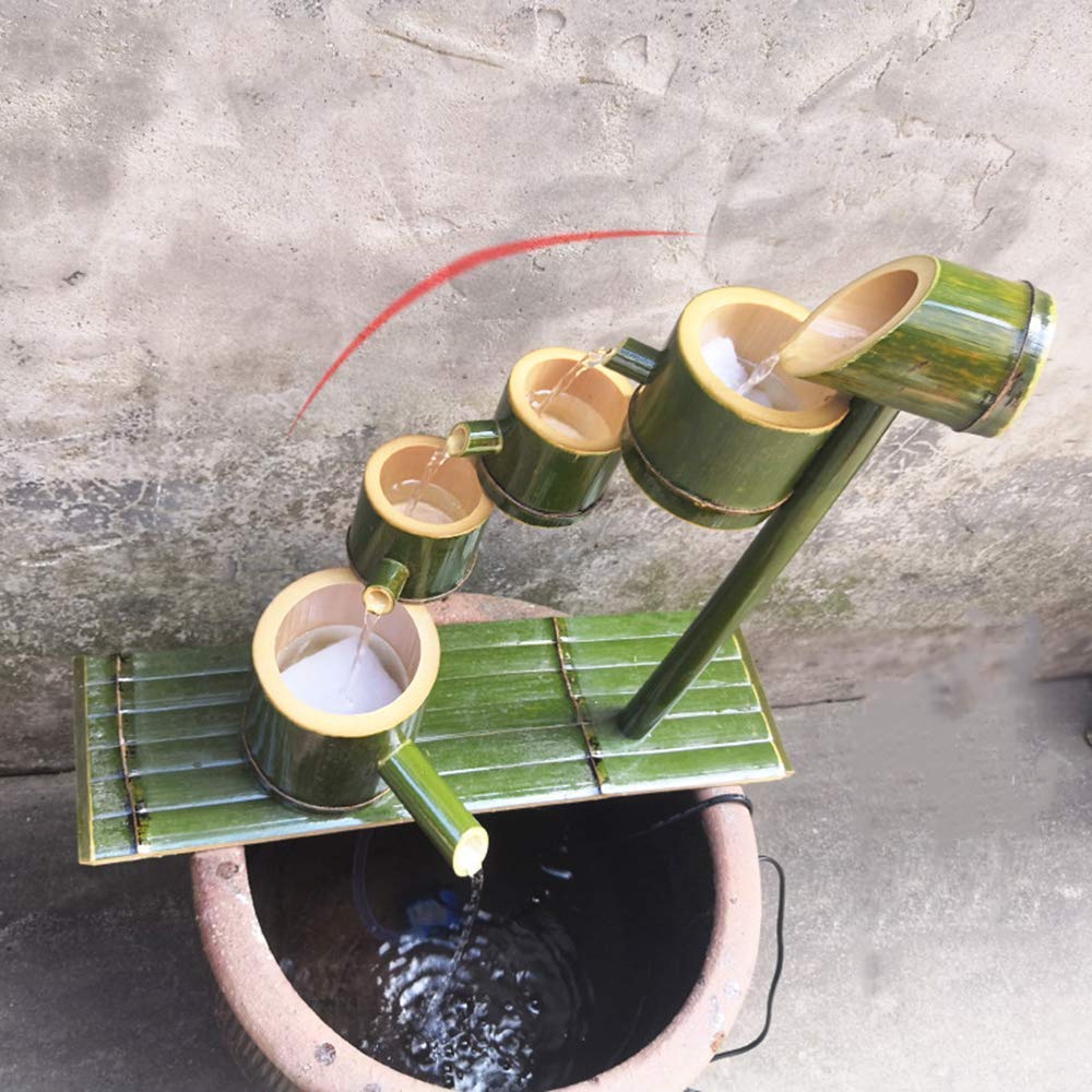 Bamboo Fountain Water Feature Bamboo Fountain Decor Water Spout with Pump Sculptures Statues Arts Crafts Artwork for Garden Decoration Waterfall Outdoor Japanese Feature,60cm,