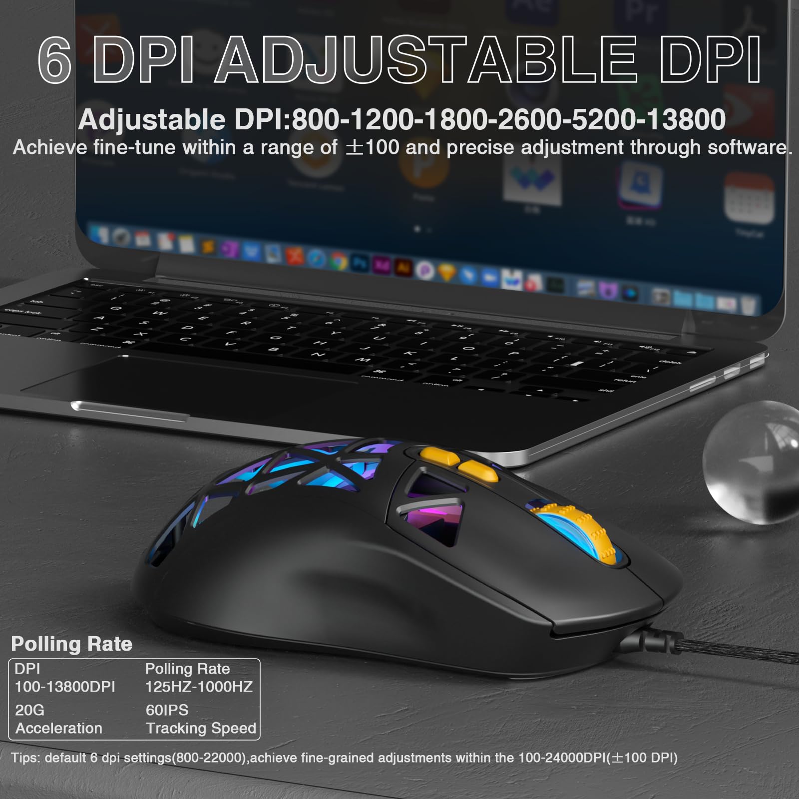 Solac Mouse Snapklik.com : SOLAKAKA SM901 Gaming Mouse,13800DPI RGB Mouse