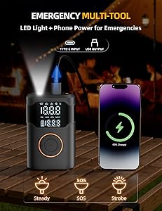 Tire Inflator Portable Air Compressor-150PSI Cordless Tire Air Pump, 5X Faster with Digital Gauge, Auto-Off & LED Light, Air Pump for Car Tires, Motorcycle, Bike, Balls & More