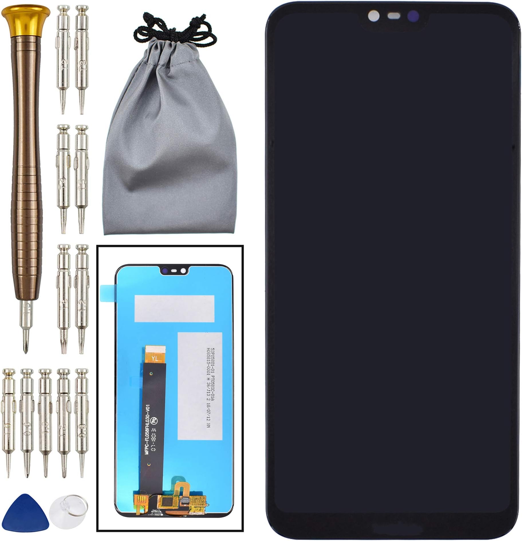 Double SureLCD Screen Touch Digitizer Screen Replacement for Nokia 6.1 Plus Black TA-1043 TA-1045 TA-1054 TA-1050 TA-1068