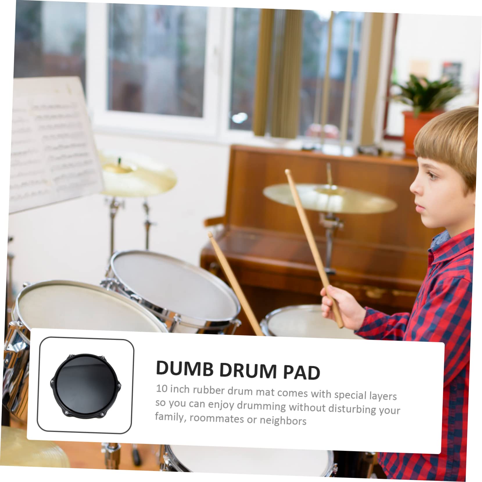 YARNOW Pad per Batteria da Allenamento in Gomma Eva Nero 10 Pollici