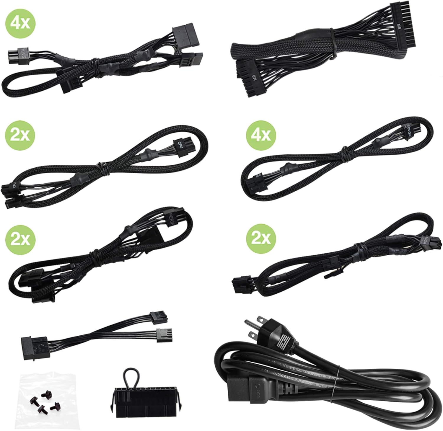 EVGA Supernova 1300 G+ Power Supply with included modular cables and accessories