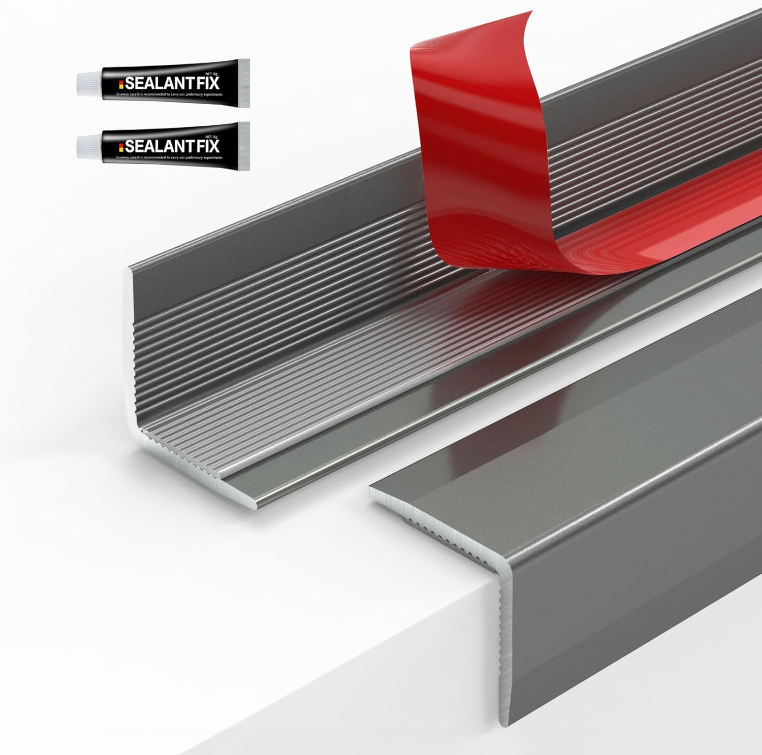 Tile Edge Trim,10-Pack 39 Inch Peel and Stick Aluminum Tile Trim, Self Adhesive Tile Trim Edging, Metal Tile Edge Trim for Kitchen Backsplash,Fireplace, Mirror Frame, Furniture, Matte Gray 10 PCS * ?0.4” x 39”? Matte Gray