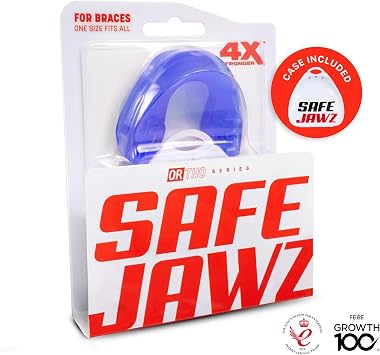 SAFEJAWZ Ice Blue Mouth Guard for Braces, One Size Gum Shield with Case