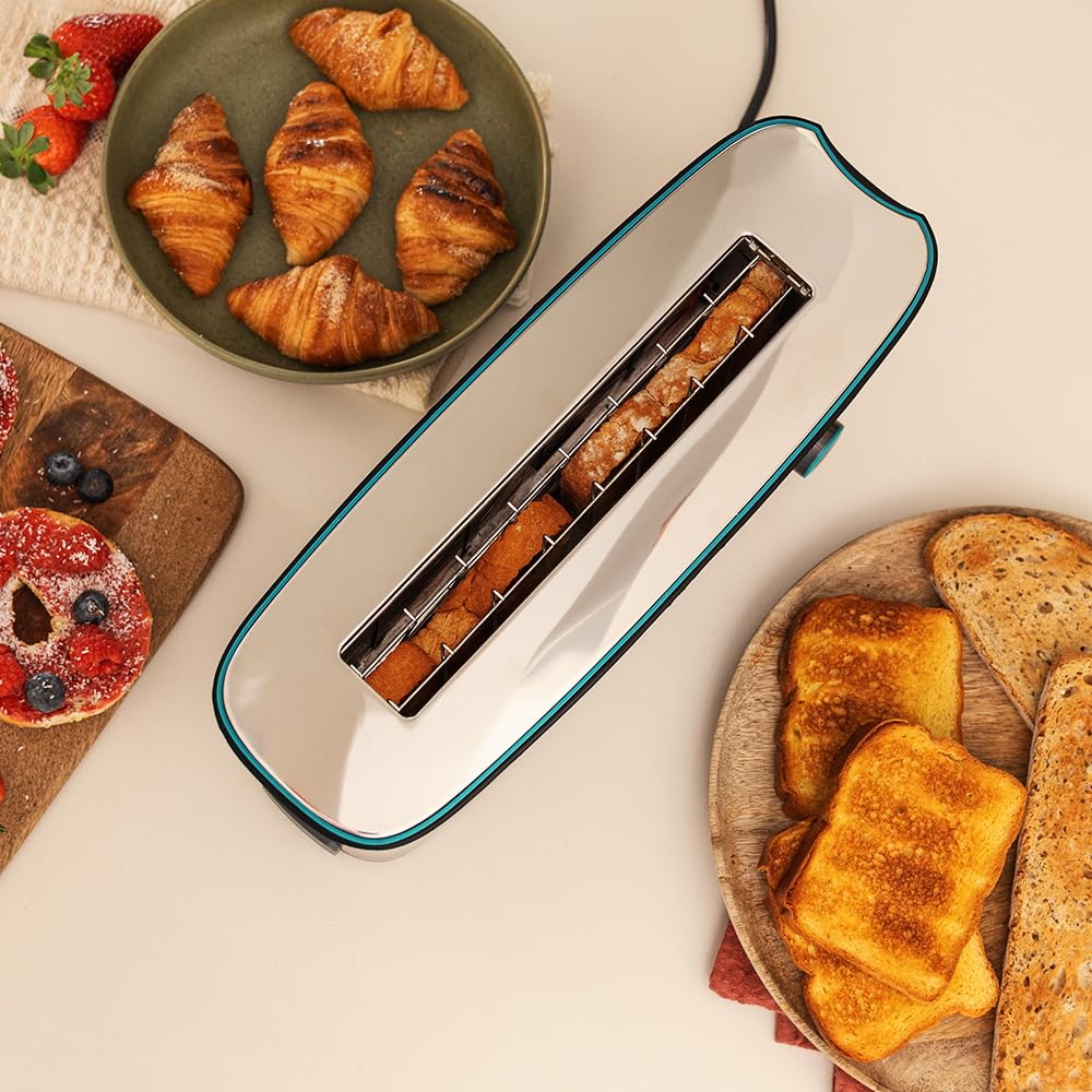 Cecotec Tostador Toast&Taste Extra B, 1000W de Potencia, Doble ranura larga para 2 Tostadas, Ranura XL, Apagado y Pop-up Automático, Recogemigas, Varillas Superiores, Autocentado