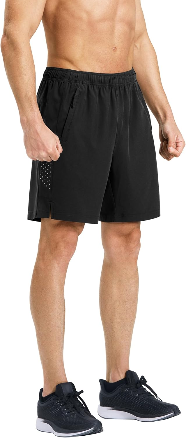 Men’s Running Athletic Shorts 7 Inch Quick Dry Lightweight Workout Gym Tennis Shorts 3 Zipper Pockets - Image 6