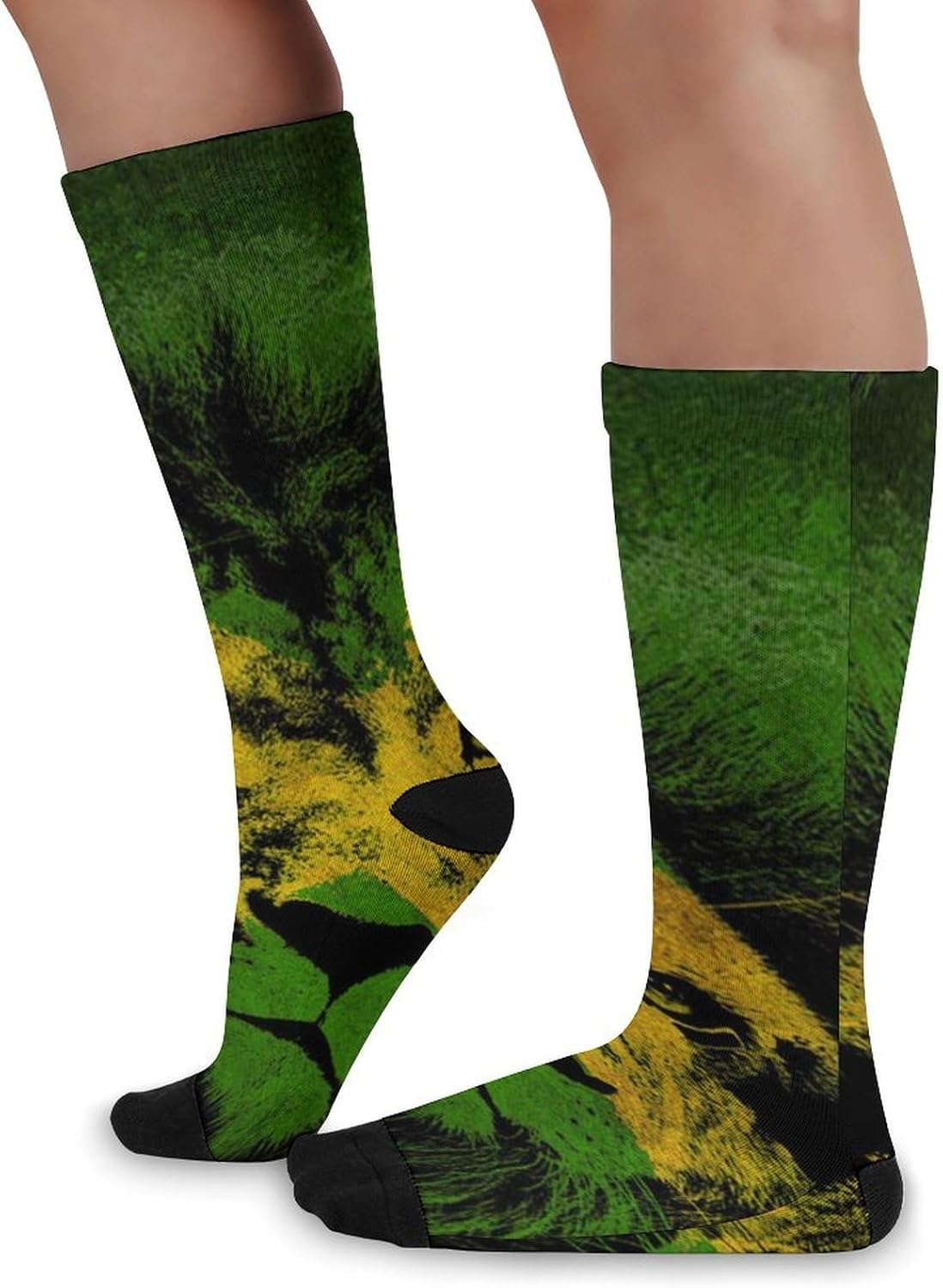 Jamaica Flag Lion Knee High Socks Athletic Long Stockings Sport Casual Crew Tube Sock Boot 46cm