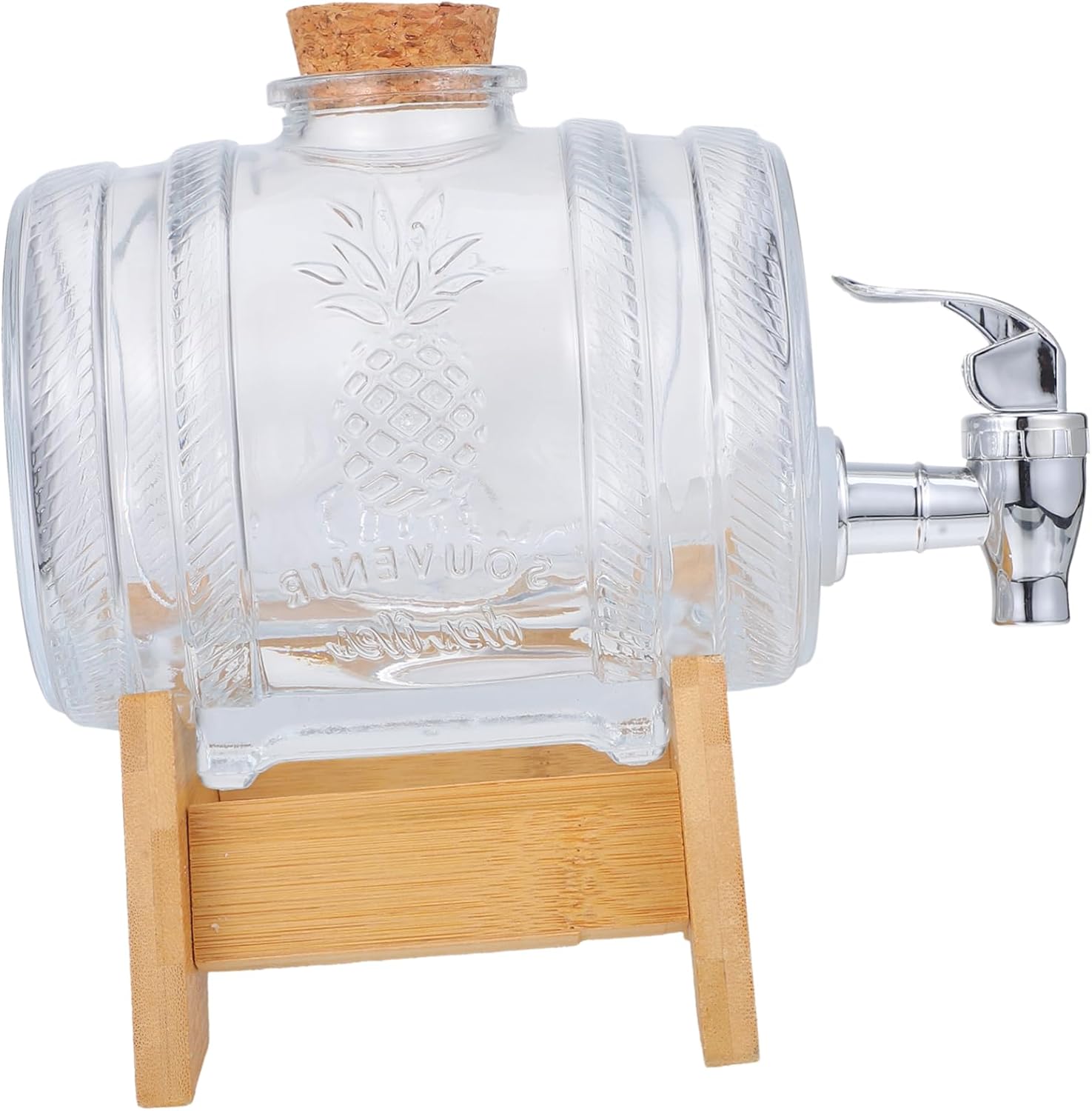 Vintage Glass Wine Barrel Dispenser with Lid 2kg Capacity Sealed Beverage Container for Home Bar Retro Drink Barrel for Wine and Spirits