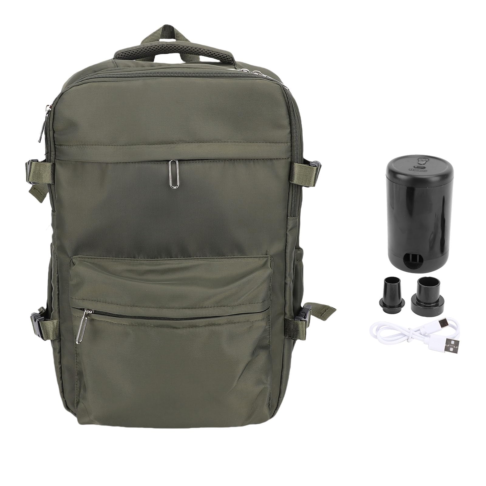 Jiawu Zaino di Grande capacità con Compressione Sottovuoto per Viaggiatori D'affari Laptop da 15,6 Pollici in Tessuto Oxford Resistente Alla Pioggia 27 Litri (GREEN)