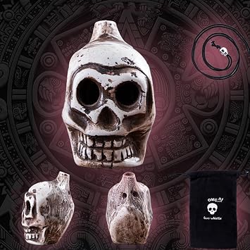 AztecMayan Death Whistle Skull, Screaming Whistle, (EXTREMELY LOUD) Spooky Death Loud Human Whistle,Authentic Human Sounding Thunder Echoes Of Ancient Warriors High Decibels
