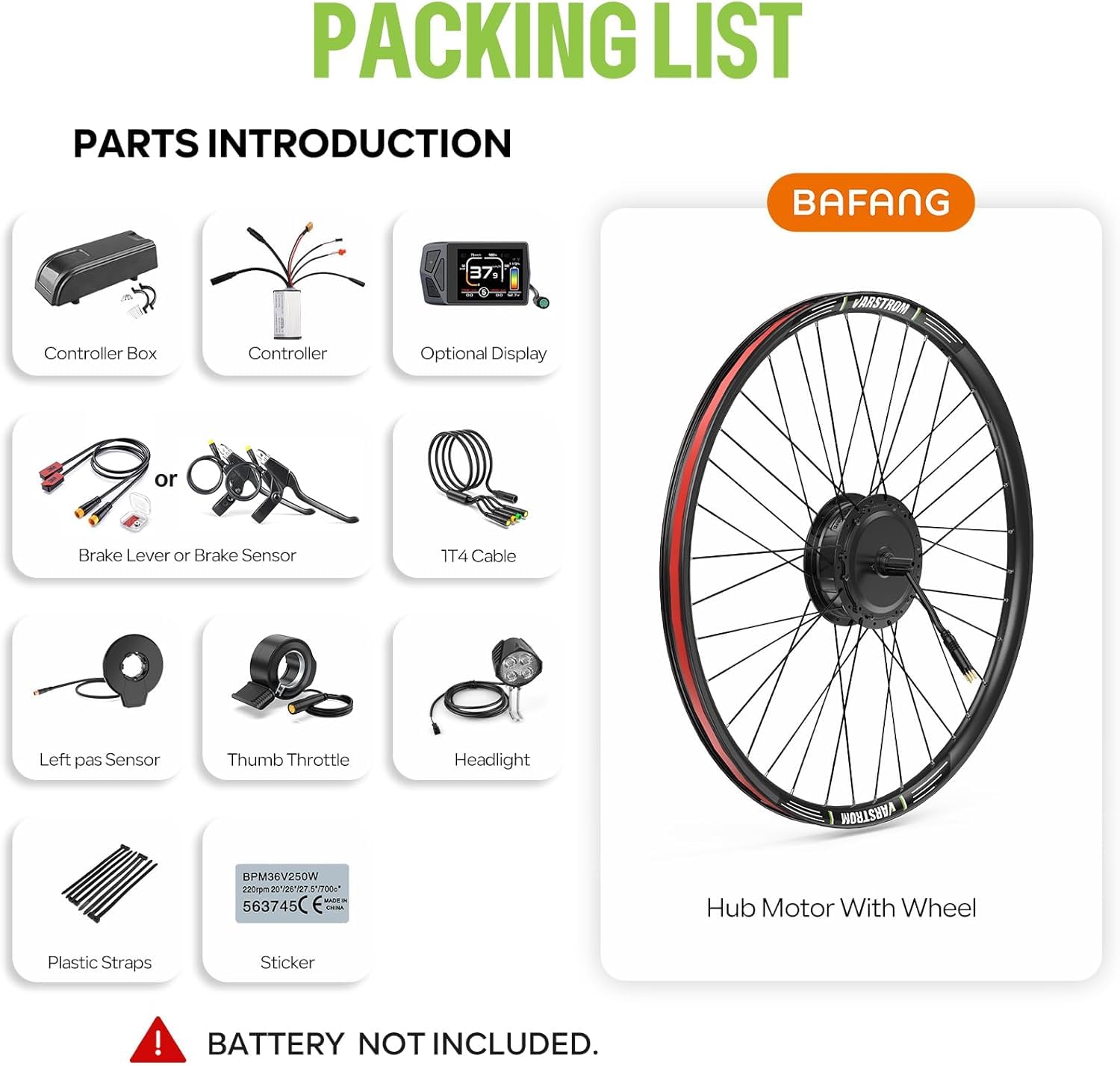 Kit Conversion électrique BAFANG 500W Roue Avant - Moteur 48V - Affichage LCD - Pour Vélo 20 à 29 Pouces