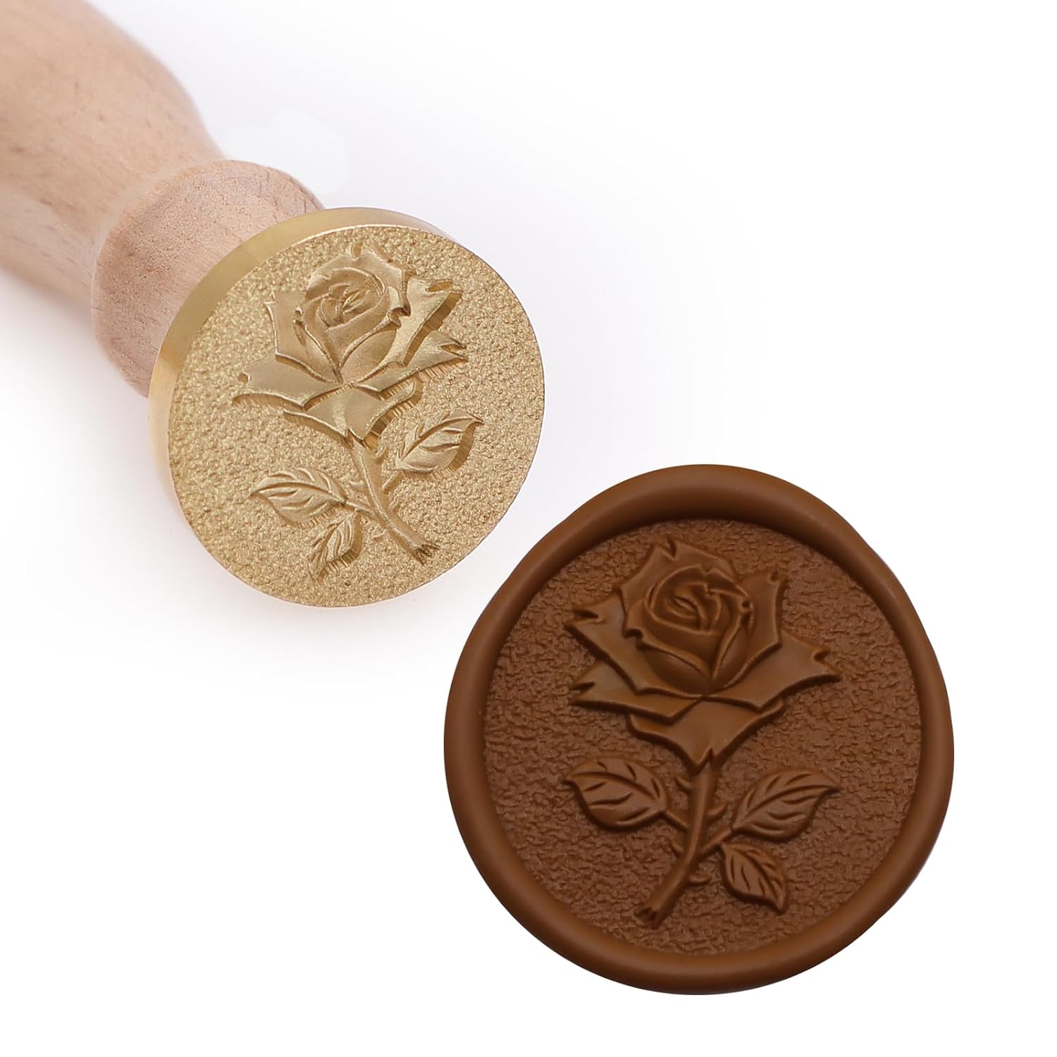 Wax Seal Stamp 3D Relief Wax Seal Removable Wooden Handle Stamps Personalized Stamp Stereoscopic Rose Stamp Make Envelopes Wedding Invitations Postcards Invitations