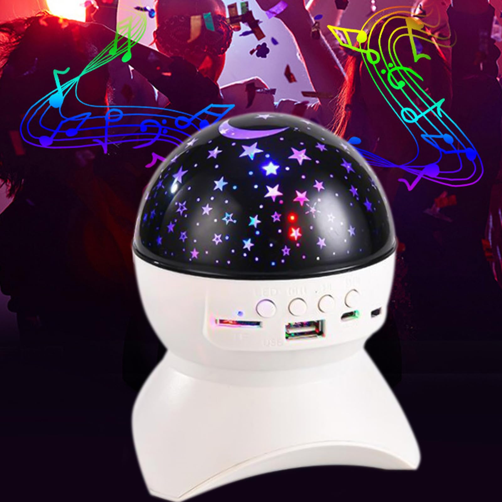 Głośnik Bluetooth, lampka nieba z projekcją LED z obracającą się gwiazdą, przenośne muzyczne światło otoczenia z USB, kartą TF, obsługą dysku U - idealna lampka nocna do sypialni dla rodziny, wystrój