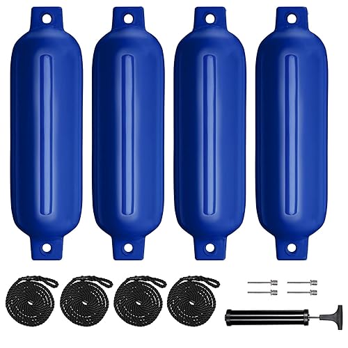 Boat Fenders 4Pack 4.5"/5.5."/6.5"/8.5" Inflatable Ribbed Marine Boat Fender with
