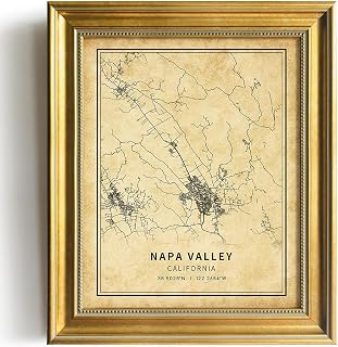 Napa Valley California Vintage Poster - Napa Valley Map Wall Art - Street Transit Map Print Picture - Napa Valley City Art Wall Decor - Map Poster of Napa Valley - Decorative Artwork Souvenir Gift