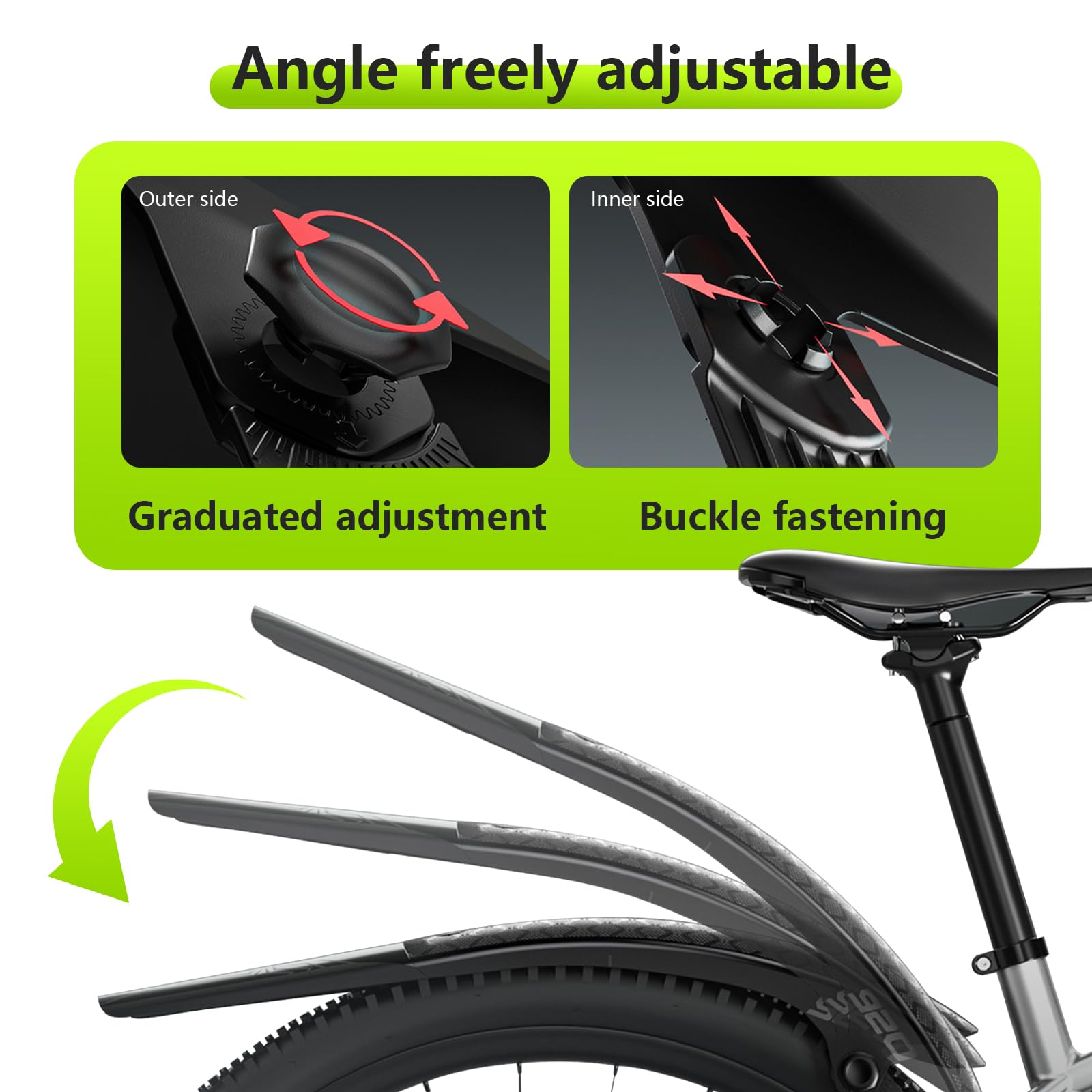 auvstar Parafango Bici,Parafanghi Bici Anteriore e Posteriore,Regolabile Parafango Universale per Bicicletta,Adatto per Mountain Bike/Biciclette da Strada/MTB,Adatto per Ruote da 26/27.5/29 Pollici