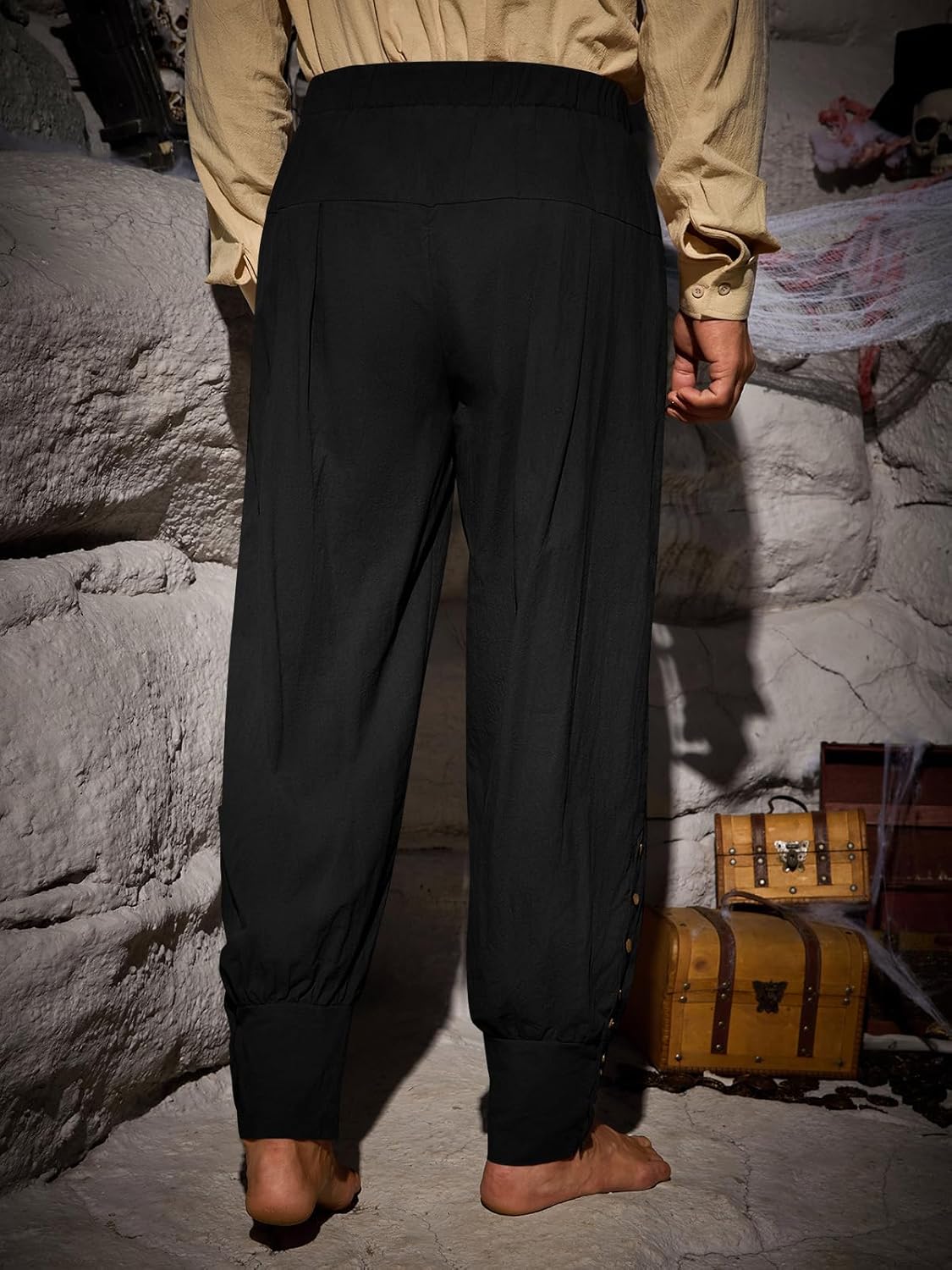 Runcati Mens Medieval Pirate Pants Renaissance Viking Ankle Ren Faire Pants Colonial Gothic Halloween Costume Trousers - Image 3