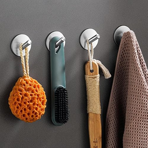 Ganchos de pared para colgar, ganchos para toallas de baño, gancho de acero inoxidable resistente al agua, ganchos modernos para abrigos (plateado)