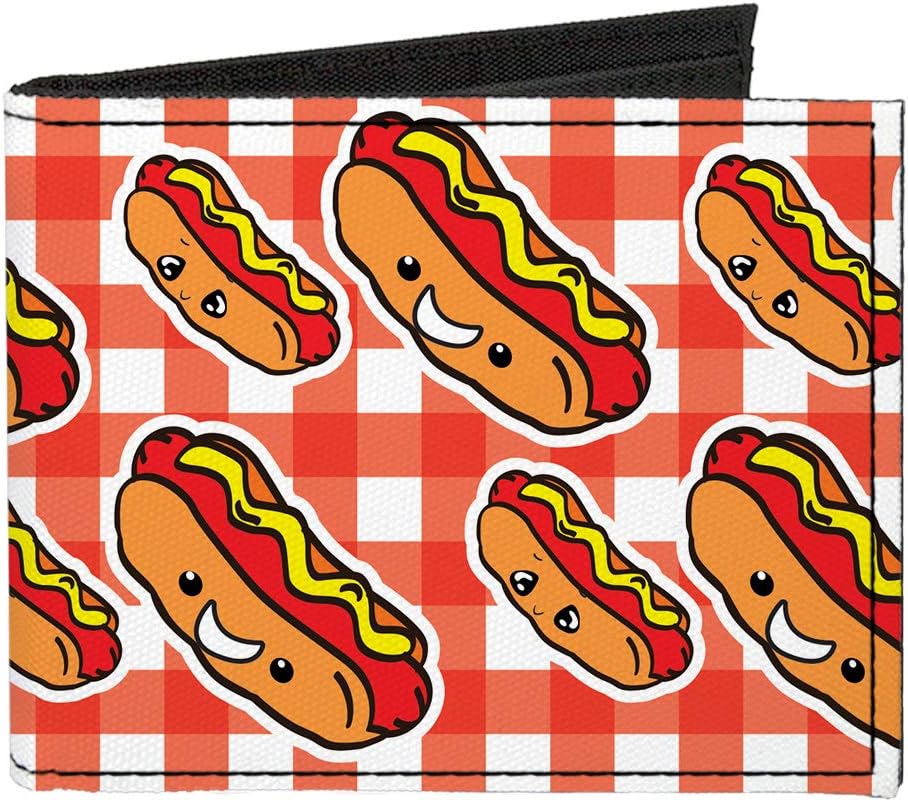 Buckle-Down Men's Standard Canvas Bifold Wallet Hot Dogs, 4.0" x 3.5"