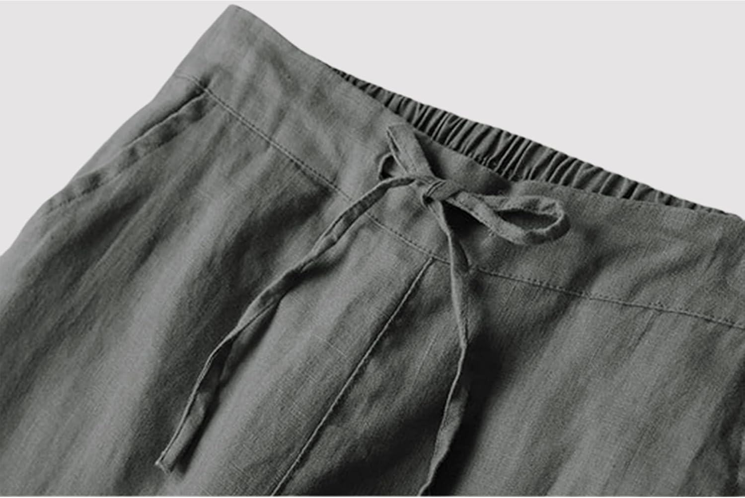 Tanming Linen Pants for Women Summer Casual High Waisted Drawstring White Beach Pant - Image 3