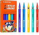 Acrylic Paint Markers, Brush Tip Water-Based Automatic Ink Control Paint Pens for Rock Painting, Canvas, Wood, Glass & More (Extended Set-24ct)