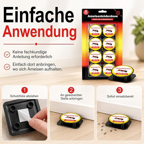 8 Stück Ameisenköderdose für Innen - Ameisenköder Ameisenfalle, Ameisen Köderdose Klebefalle Geruchslos für Küche Haus Vorratskammer Schlafzimmer Außen Garten Balkon - 3