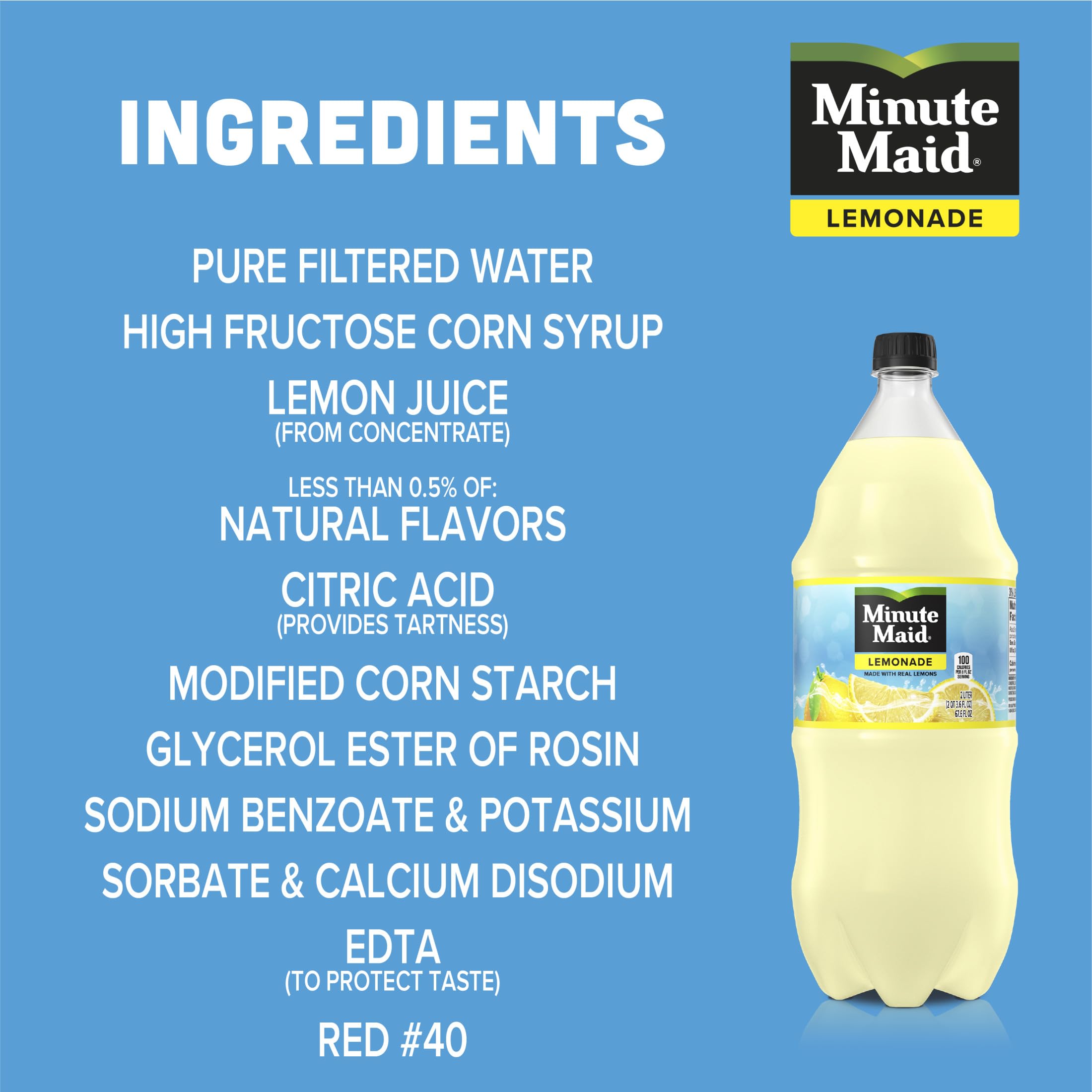 Minute Maid, Lemonade Made With Real Lemons, 2 Liters Bottle