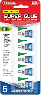 BAZIC Products Super Glue Gel 0.5g, Clear No Run Gel, Fast Dry Mini Small Tube Adhesive Bonding for Office & Home Improvement (5/Pack), 1-Pack