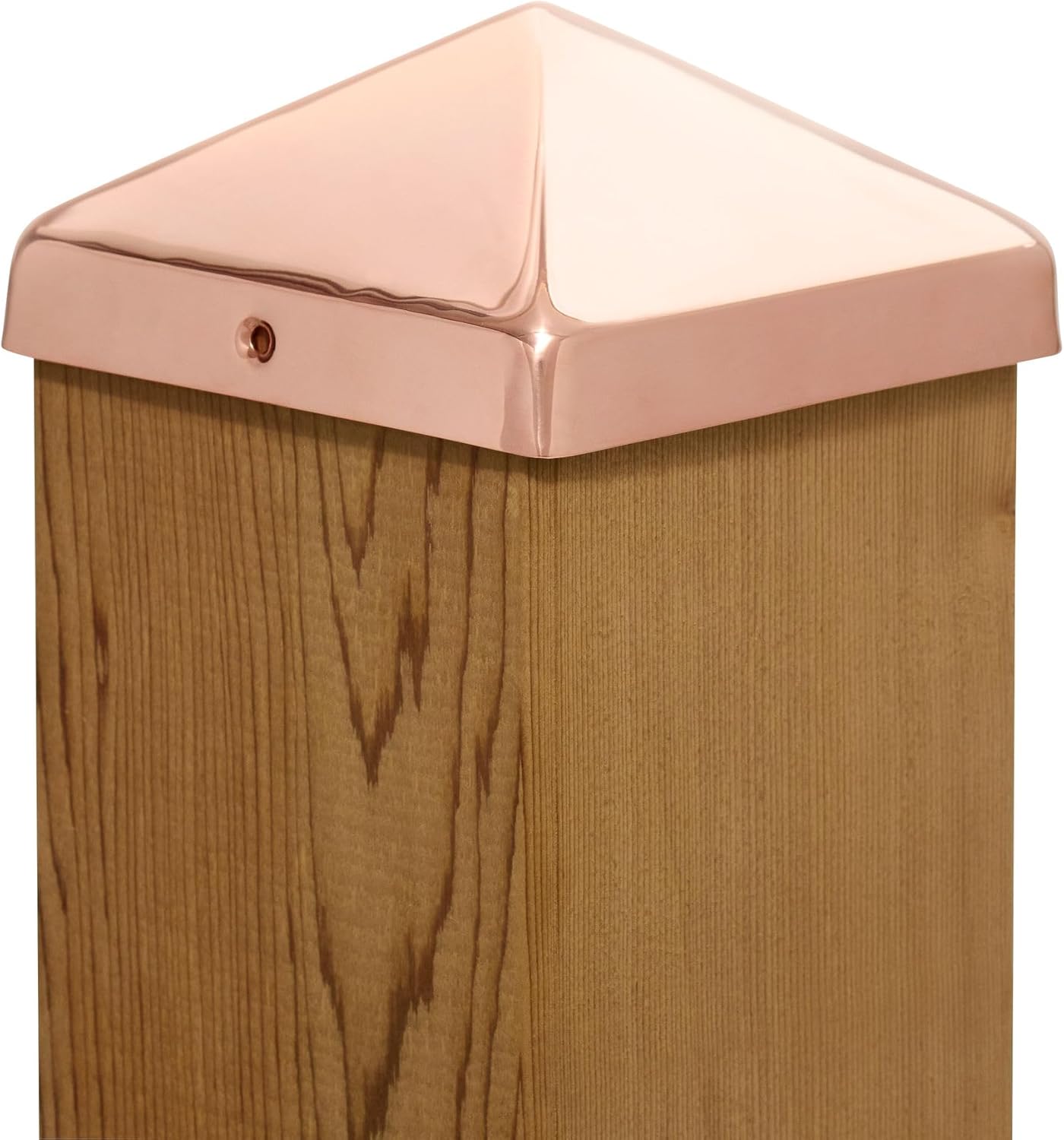6x6 Copper Pyramid Post Caps (4-Pack) - Extended Lip - Solid Copper - Will Patina Naturally (5-1/2" x 5-1/2") (4, 6x6)