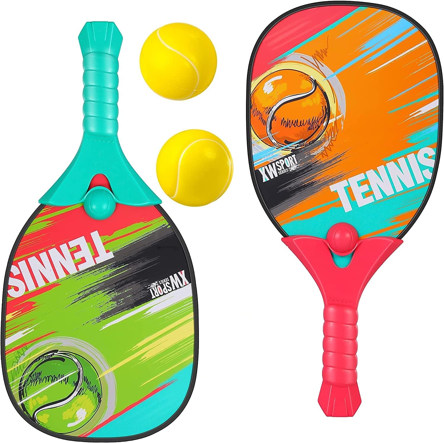 PLUSPOINTExclusive Tennis Rackets Heavy Duty Rackets for Kids to Play Indoor as Well as Outdoor Tennis Set with 2 Soft Foam Ball (2 Rackets,2 Foam Balls)