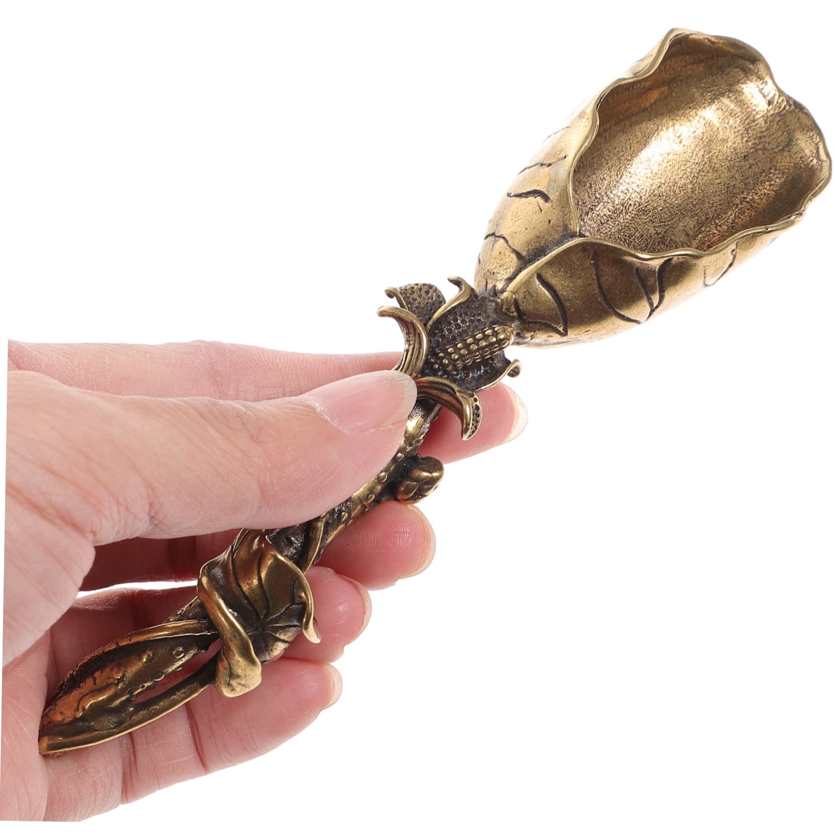 PRETYZOOM 1Pc Mini Copper Tea Scoop Small Tea Shovel Spoon for Loose Leaf Tea for Tea Houses and Shops for Bath Salts More Unique Design with Random Patterns