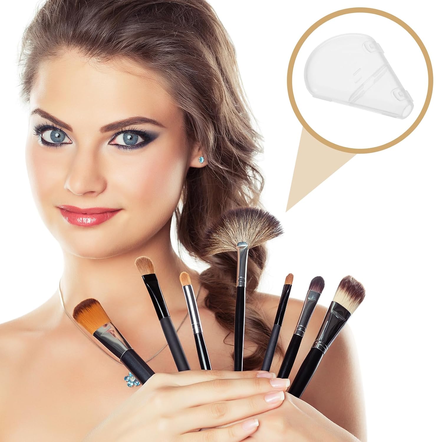 Housoutil Makeup Brush Cover for Fan Brushes Plastic Protective Brush Lid Set Travel Organizer Keeps Bristles Clean and Maintains Shape 2.75X1.96X0.39 Inch 10 Pieces