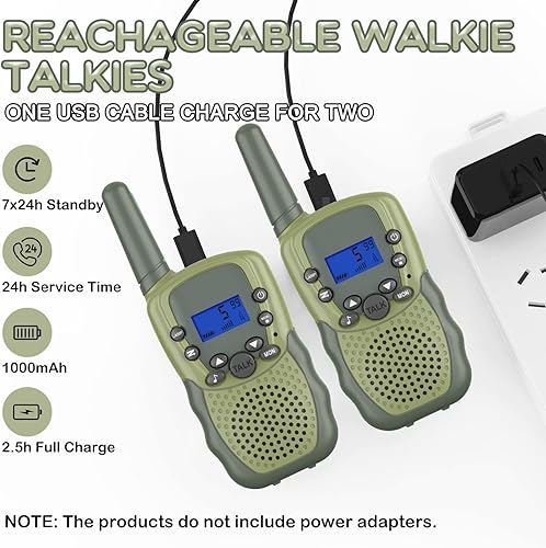 Miniatura 3 de Walkie Talkies recargables para niños y niñas, Selieve Radio de 2 vías de 22 canales de 3 millas, rango de 3 millas, juguete de mano con voz HD,
