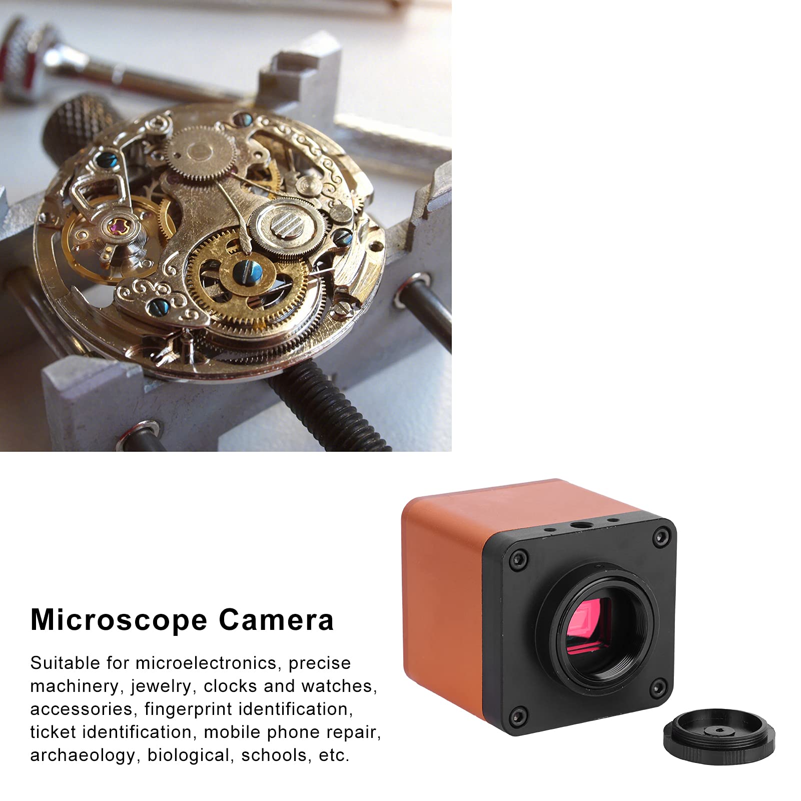 34MP 1080P Digital-Mikroskop-Kamera, Industrie Qualität mit 130X Einstellbarem Zoom C-Mount-Objektiv, für PCB-Reparatur Schweißen Mikro Elektronik Schmuck Handy-Reparatur (EU -Stecker)