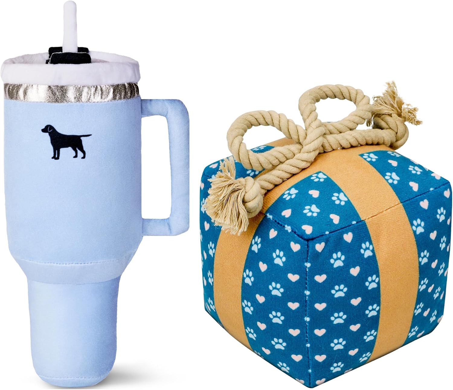 PUPROAR Tumbler & Birthday Gift Box Dog Toy Bundle- Ideal Birthday Toys - Squeaky & Plush